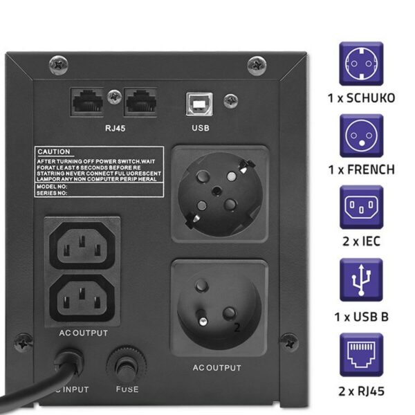 Uninterruptible Power Supply System Interactive UPS Qoltec 53770 900 W - Image 3