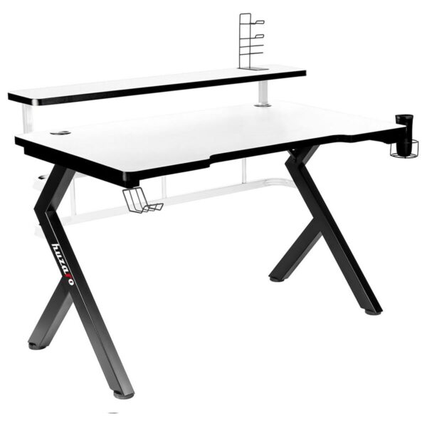 Desk Gaming Huzaro HZ-Hero 5.0 White White Black Carbon fibre 120 x 60 cm - Image 3