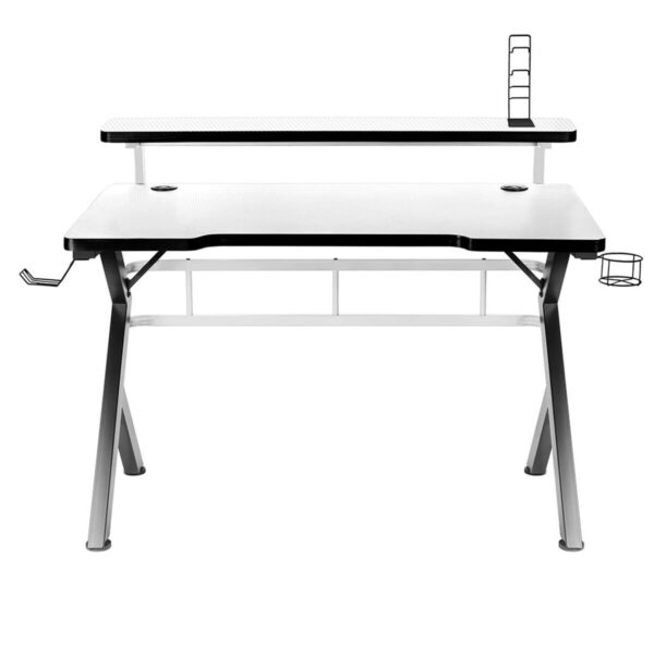 Desk Gaming Huzaro HZ-Hero 5.0 White White Black Carbon fibre 120 x 60 cm - Image 4