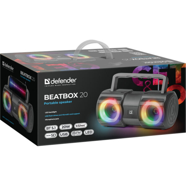 Portable Bluetooth Speakers Defender BEATBOX 20 Black - Image 6
