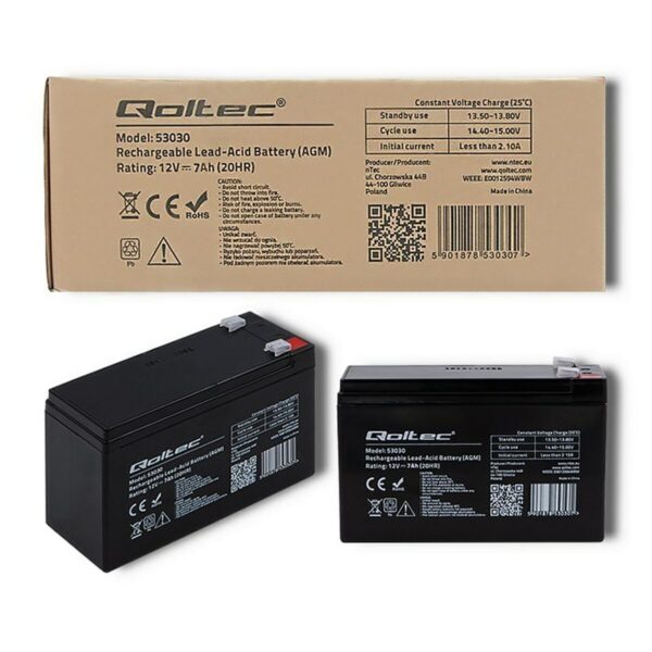 Battery for Uninterruptible Power Supply System UPS Qoltec 53031 9 Ah 12 V - Image 2