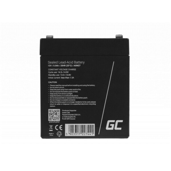 Battery for Uninterruptible Power Supply System UPS Green Cell AGM27 5 Ah 12 V - Image 2